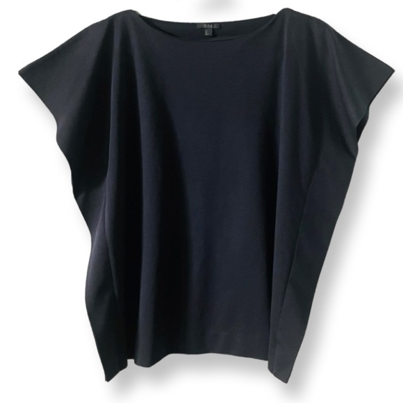 COS Tops - COS Black Split Sleeve Boxy Fit Lagenlook Top Oversized Small